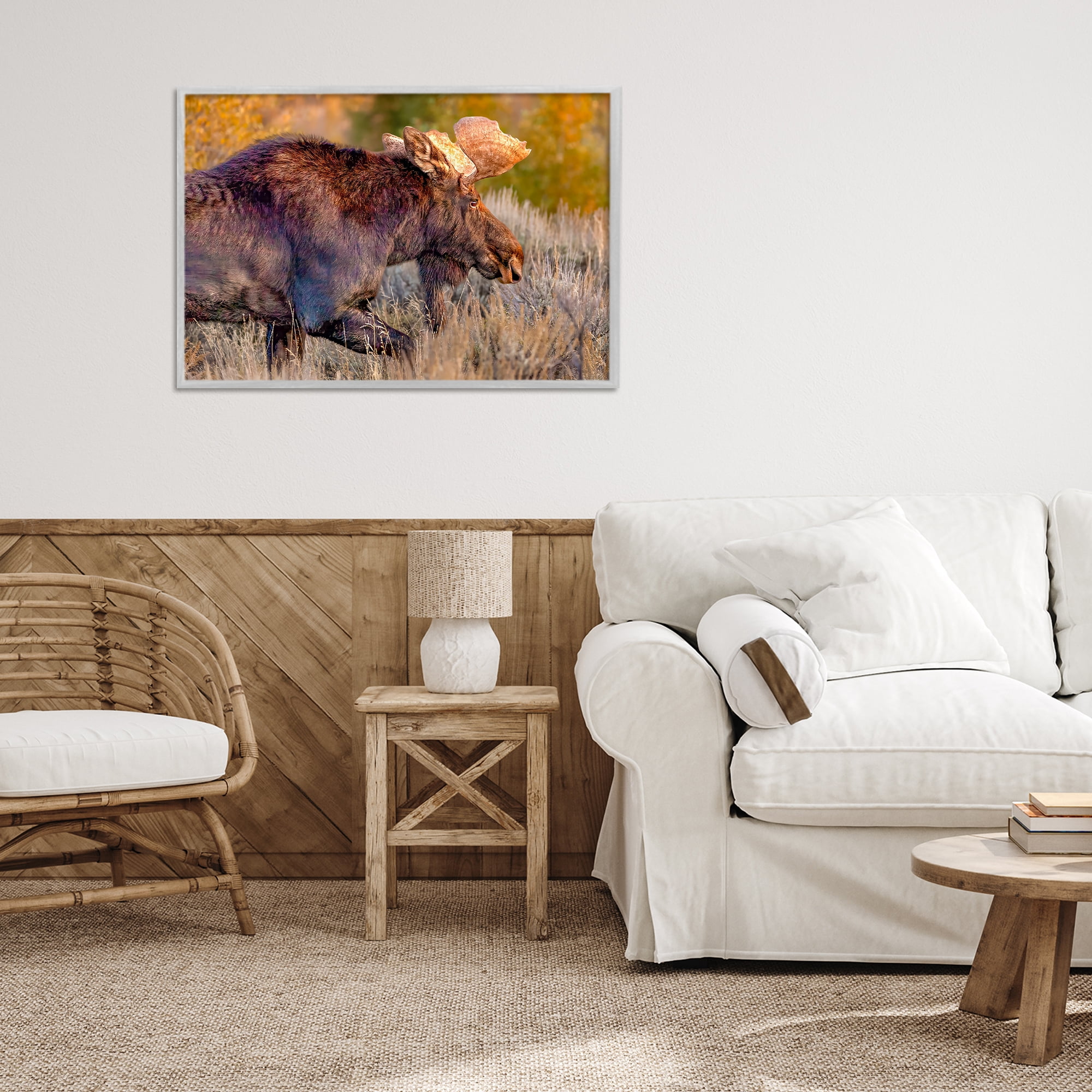 Stupell Industries Bull Moose At Dusk Gray Framed Giclee Art, design by Shelley Carlisle