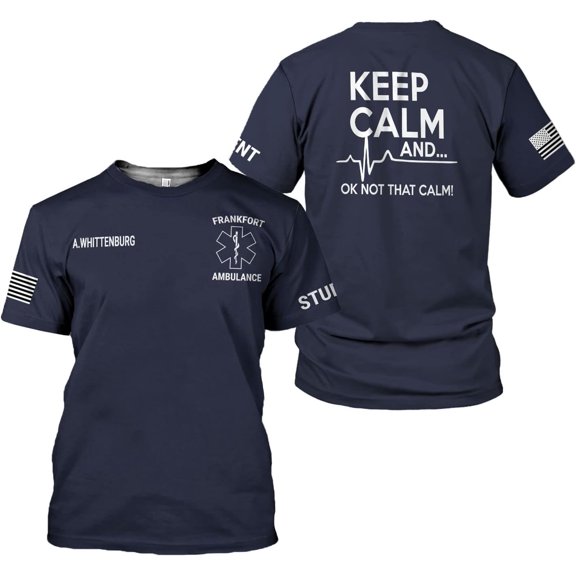 Personalized EMS EMT Student Paramedic T-Shirt 3D Emergency Medical Technician Shirt, Custom Name Dept Tshirt Gift (S)