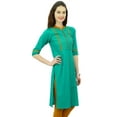 thumbnail image 1 of Phagun Women Solid Pattern Mandarin Collar Straight Kurti Indian Designer Ethnic Dress, 1 of 1