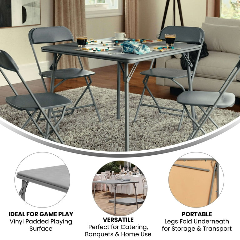 Walmart's Sturdy Standard Size Gray Folding Card Table