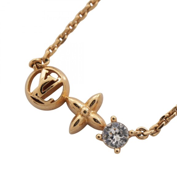 Pre-Owned Louis Vuitton Petit Necklace Jewelry GP (Gold Plated) Rhinestone Women's Gold Tone...