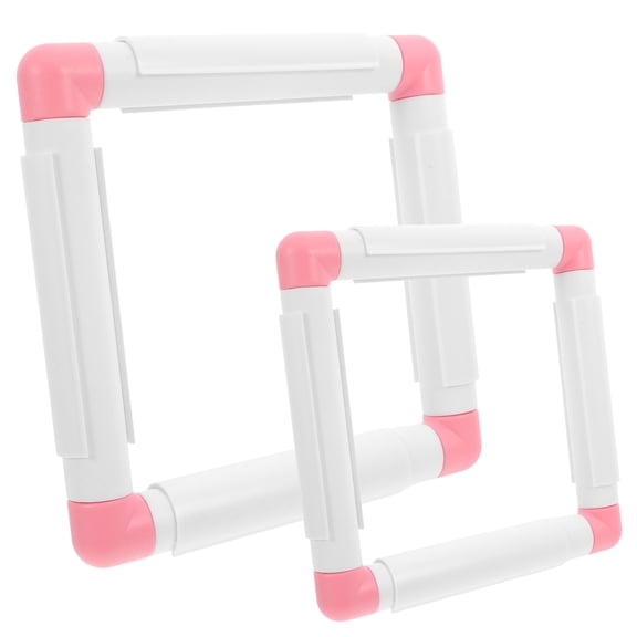 BESTYASH 2Pcs White Multi Color Plastic Cross Stitch Hoop Square Embroidery Frame for Quilting and Sewing
