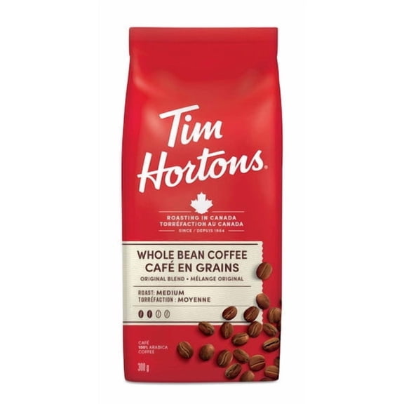 Tim Hortons Whole Bean Original Blend Ground Coffee, 100% Arabica Medium Roast, 12 oz