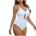thumbnail image 2 of LEBONYARD Women's One-Piece Swimsuit:Ideal for Water Sports-Great Fit,Women Solid Color Backless Strap Bikini Swimsuit White XL, 2 of 7