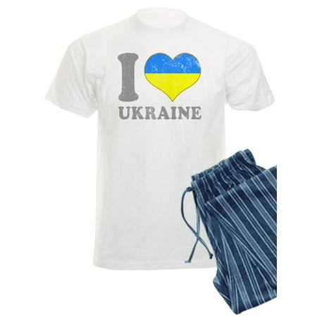 

CafePress - I Love Ukraine Native Ukrainian Flag Pajamas - Men s Light Pajamas