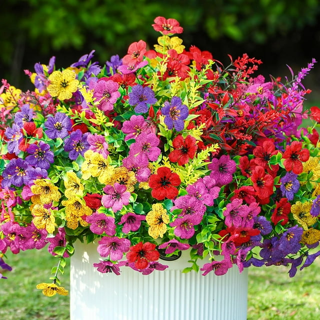 Flores artificiales ShareConn para decoración de exteriores, 24 unidades