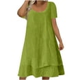 thumbnail image 2 of Elvqul Womens Dresses Short Sleeve Scoop Neck Dresses for Women Plus Size Solid Pullover Long Dresses Green Chic, 2 of 7