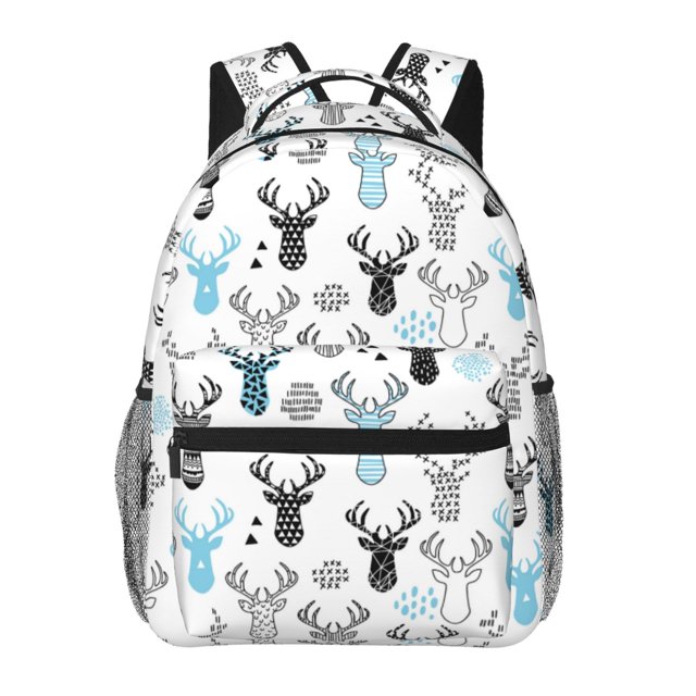 Balery Winter Art Blue and Black Moose Mochila Escolar Impresa, Mochila Ligera para Viajes Casual, Mochila Duradera y Cómoda Multifuncional, Mochila para Laptop-One Size