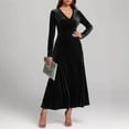 thumbnail image 5 of Drses‌‌ ‌‌‌‌‌‌‌‌‌‌‌‌‌‌‌‌‌‌‌‌‌‌‌‌‌Women's Velvet V-Neck Long Sleeve Evening Gown - Elegant Formal Maxi Dress for Parties, Cocktail & Dancing Events, 5 of 5