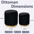 thumbnail image 3 of Round Ottoman with Storage Set of 2, Vanity Stool with Storage for Bedroom, Ottoman Coffee Table Gold-Tone Ring Around The Base, Small Velvet Foot Stool for Living Room, Black, 3 of 16