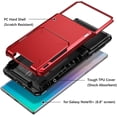 thumbnail image 4 of Case for Galaxy Note 10+ 10 Plus Case Wallet 4-Slot Pocket ID Card Holder Scratch Resistant Dual Layer Protective Bumper Rubber Armor Hard Shell Cover for Samsung Galaxy Note 10 Plus Red, 4 of 12