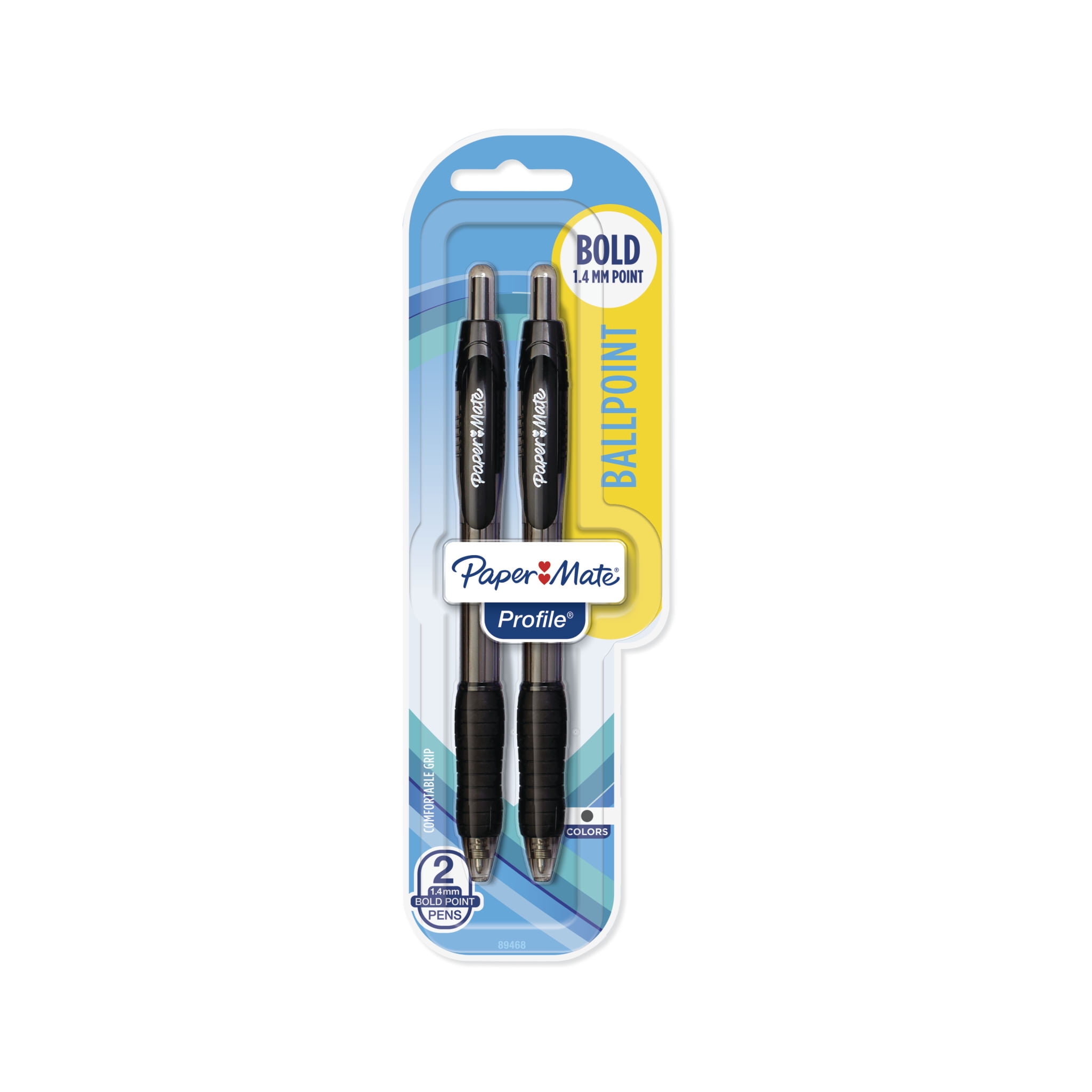 Hoeveelheid van vuist behandeling Paper Mate Profile Retractable Ballpoint Pens, Bold (1.4mm), Black, 2 Count  - Walmart.com