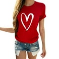 thumbnail image 1 of B91xZ Hauts à Manches Courtes pour Femmes Imprimé Col en V T-Shirt Blouses, Rouge TG, 1 of 5