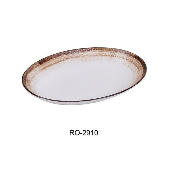 Yanco RO-2910 9.5 x 7.5 x 1.5 in. Rockeye-2 Porcelain Two-Tone Oval Plate - 20 oz - Pack of 12