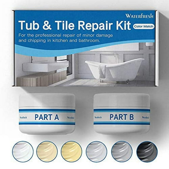 Tub, Tile and Shower Repair Kit (Color Match) Fiberglass Repair Kit -White/Almond/Black/Bone/Bisque/Biscuit/Grey/Cream/Off White/Beige, Odorless Bathtub Paint/Porcelain Repair Kit