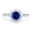 Blue Sapphire CZ, variant on Floral Art Deco Wedding Band Ring Black Tone CZ 925 Sterling Silver Size 9
