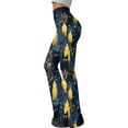 thumbnail image 4 of Leidass Women's Halloween Flare Leggings Black Cat Pumpkin Print High Waist Buttery Soft Bell Bottom Yoga Pants Green S, 4 of 6