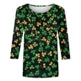 thumbnail image 5 of Gamivast Womens St Patricks Day T Shirts Cute Shamrock Clover Graphic Blouses Comfy 3/4 Sleeve Crewneck Holiday Pullover Vacation Outfits S-5Xl, 5 of 5