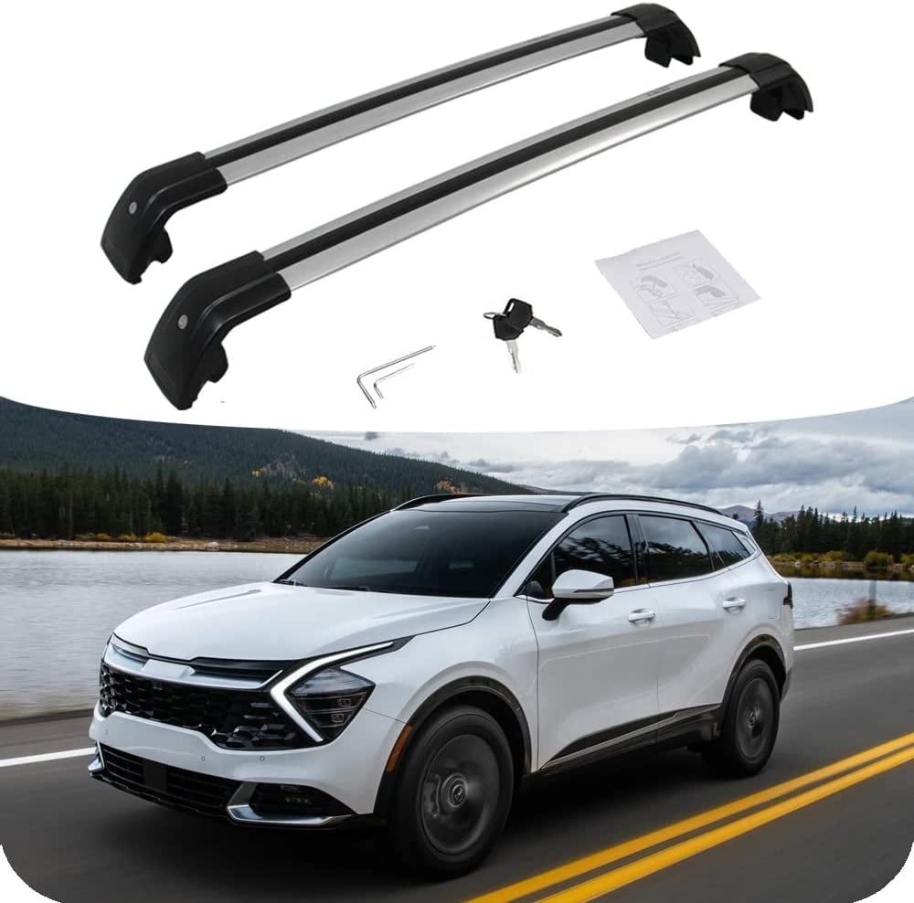 NIXFACE Silver Lockable Cross Bar Fit for Kia Sportage 2023+ Roof Racks Cargo Rooftop