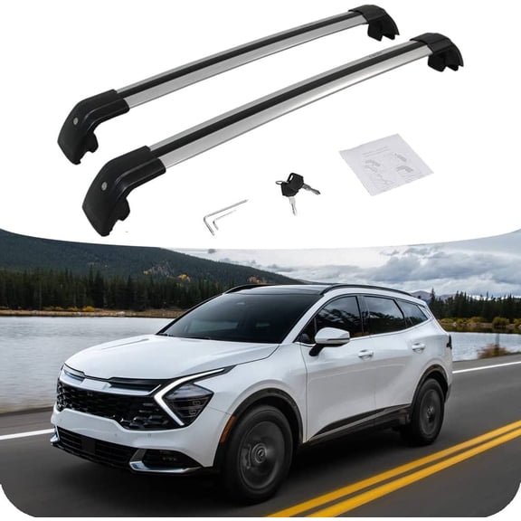 NIXFACE Silver Lockable Cross Bar Fit for Kia Sportage 2023  Roof Racks Cargo Rooftop Accessories Steel
