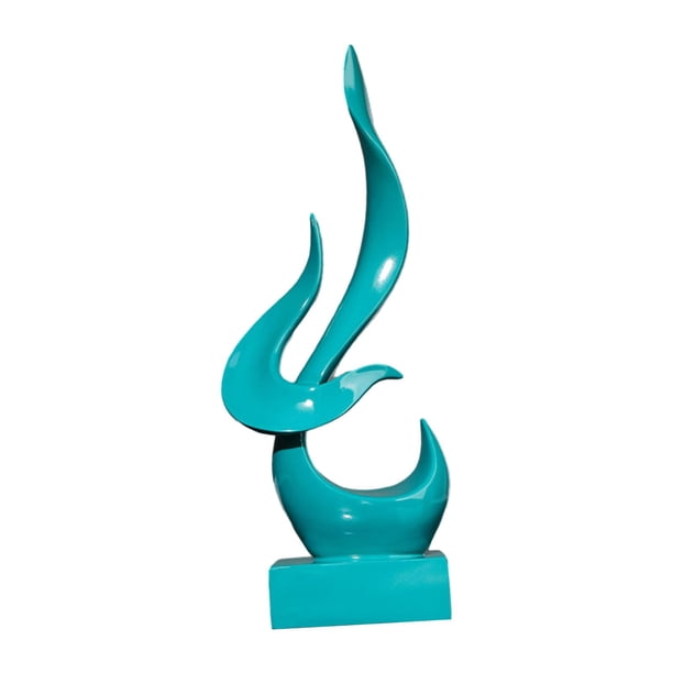 Estatua de llama abstracta, estatuas decorativas, colección de recuerdos, figura de arte de resina Verde