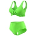 thumbnail image 5 of Agnes Orinda Women's Plus Size 2 Piece Swimsuits Tie High Waisted Ruffle Tummy Control Bathing Suits Swimwear 3X Green, 5 of 6
