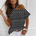 thumbnail image 5 of Women's One Shoulder T Shirts Tops Short Sleeve Boho Printed Trendy Basic Shirts Tunic Dressy Casual Beach Blouses, 5 of 5