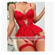 thumbnail image 3 of Lenceria Mujer De Encaje Baby Doll Con Liguero color Rojo: XL, 3 of 4
