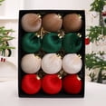 thumbnail image 2 of 12-Pack Luxury Velvet Christmas Tree Ornaments, Shatterproof Hanging Balls with Hooks, 2.4 Inch Holiday Decor, 2 of 8