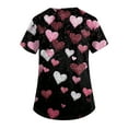 thumbnail image 5 of Valentines Day Scrub Tops for Women Short Sleeve V Neck Love Heart Print Nurse Working Uniform Scrubs with Pockets Black XL, 5 of 5
