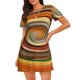thumbnail image 1 of Disketp Colorful Swirl para Camisón Corto de Manga Corta para Mujeres, Camisón Cómodo con Escote Redondo, Bonito y Confortable, 1 of 6