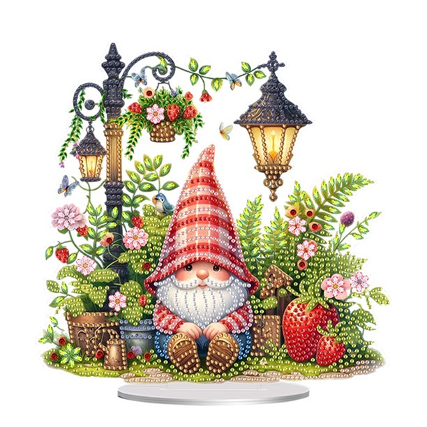 Decoraciones Mesa Diamante 5D Topla Pintura Diamantes Kits Ornamentos Ornnaments Ornaments Kit Acrílico Forma Especial Tulip Birdhouse para La Oficina en El