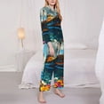 thumbnail image 3 of Salouo Floral Ship On Ocean Pattern Women's Pajamas Set Long Sleeve Button Down Sleepwear Soft Pj Lounge Sets for women 2 Piece Pjs Set with Long Pants-Large, 3 of 7