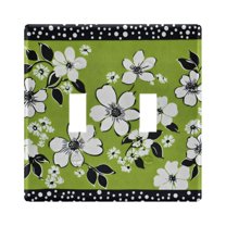 Yayeee Toggle Light Switch Wall Plate 2-Gang 4.56"x4.48" Decorative Outlet Cover, Retro Floral
