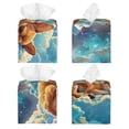 thumbnail image 3 of Rateoe Artistic Starry Sky Cloud Dog Pattern Tissue Box Cover, Modern Square Decorative Leather Facial Paper Case Organizer Holder Dispenser 5X5X5'', 3 of 8