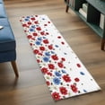 thumbnail image 3 of Red Blue Floral 2'x6' Runner Rugs for Hallway Kitchen Bedside Non Slip Washable, Independence Day Flowers Farmhouse Entryway Rug Runners with Rubber Backing, Long Carpet Runner for Laundry Room, 3 of 8