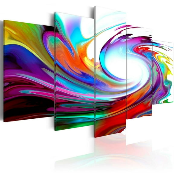 Tiptophomedecor Abstract Canvas Wall Art - Rainbow - Swirl - Stretched & Framed Ready To Hang Art
