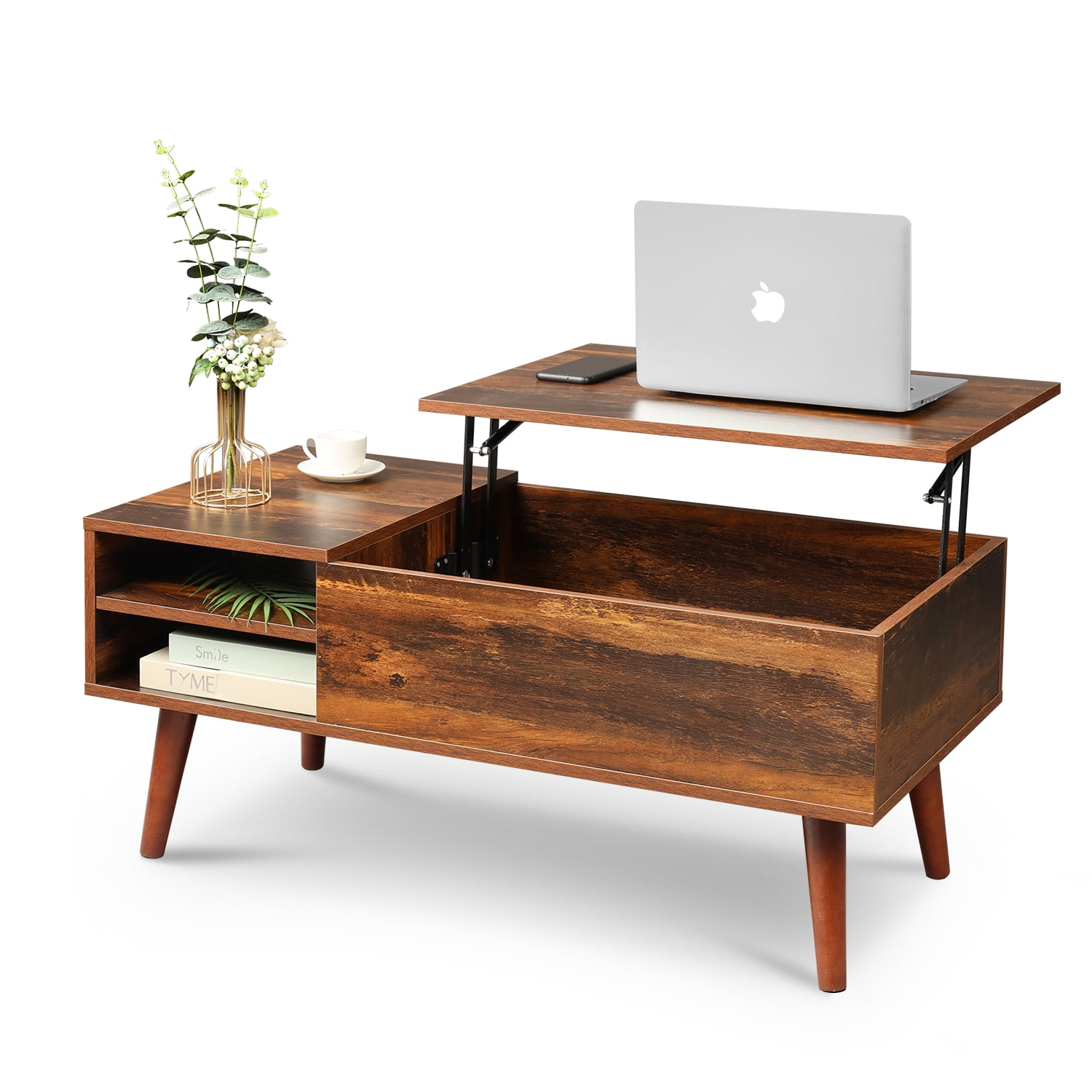 Kadyn Wood Lift Top Coffee Table with Hidden Compartment and Adjustable Storage Rack, Living Room Table for Home, Office, Country Oak Kadyn Wood Lift Top Coffee Table with Hidden Compartment and Adjustable Storage Rack, Living Room Table for Home, Office, Country Oak