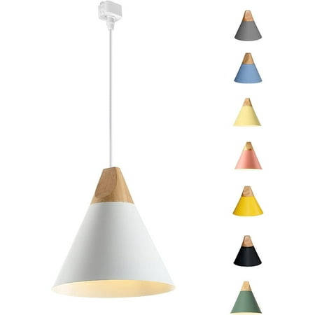 

H-Style Track Mount Pendant Fixture White Scandinavian Style Pendant Lights for Kitchen Hanging Lamp - Modern Wood and Aluminium Light