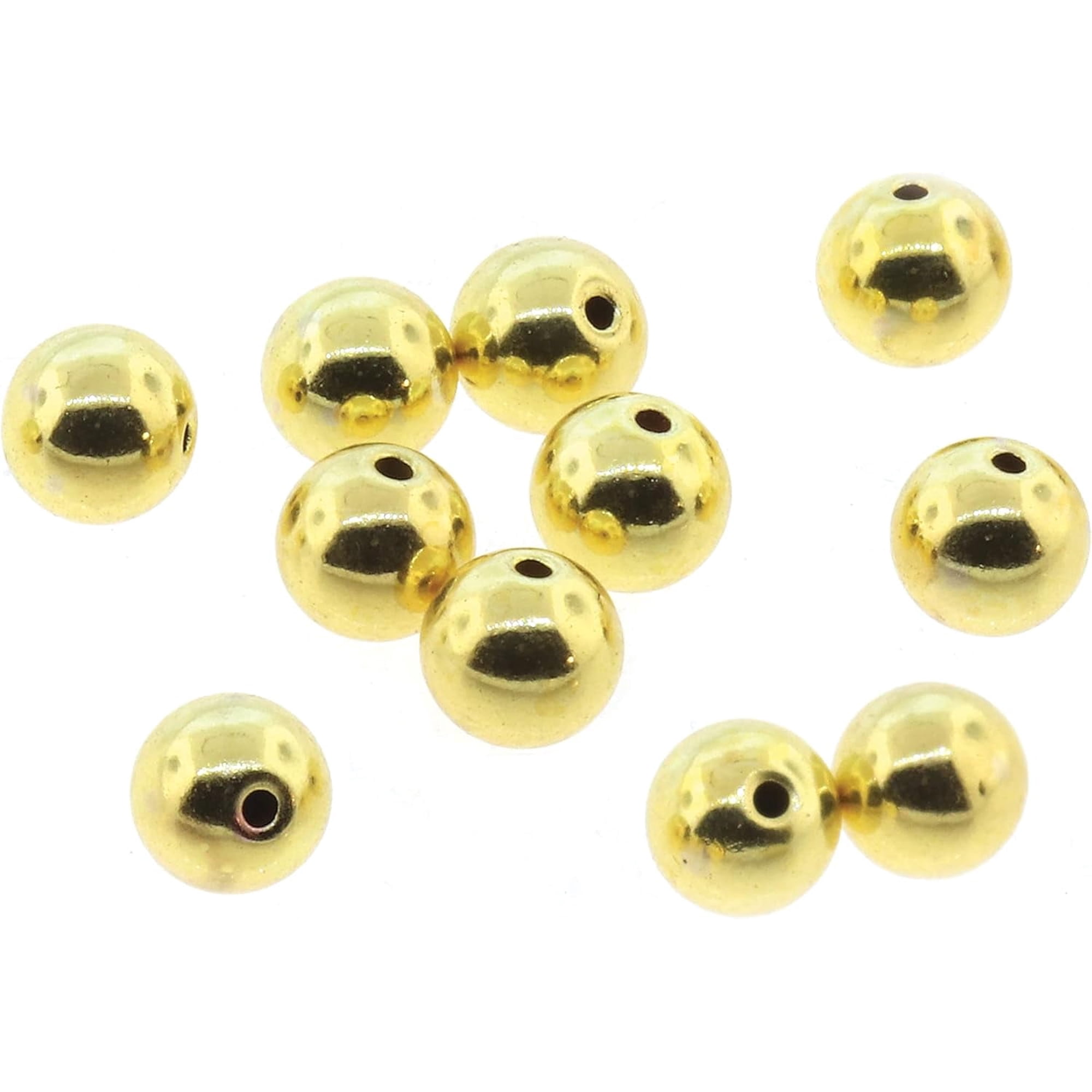 The Beadsmith Memory Wire End Caps - Round Half Drilled Bead – 5mm 144 Pieces Per Bag Gold Plated – End Cap for Making Memory Wire Jewelry Bracelets Rings and Necklaces