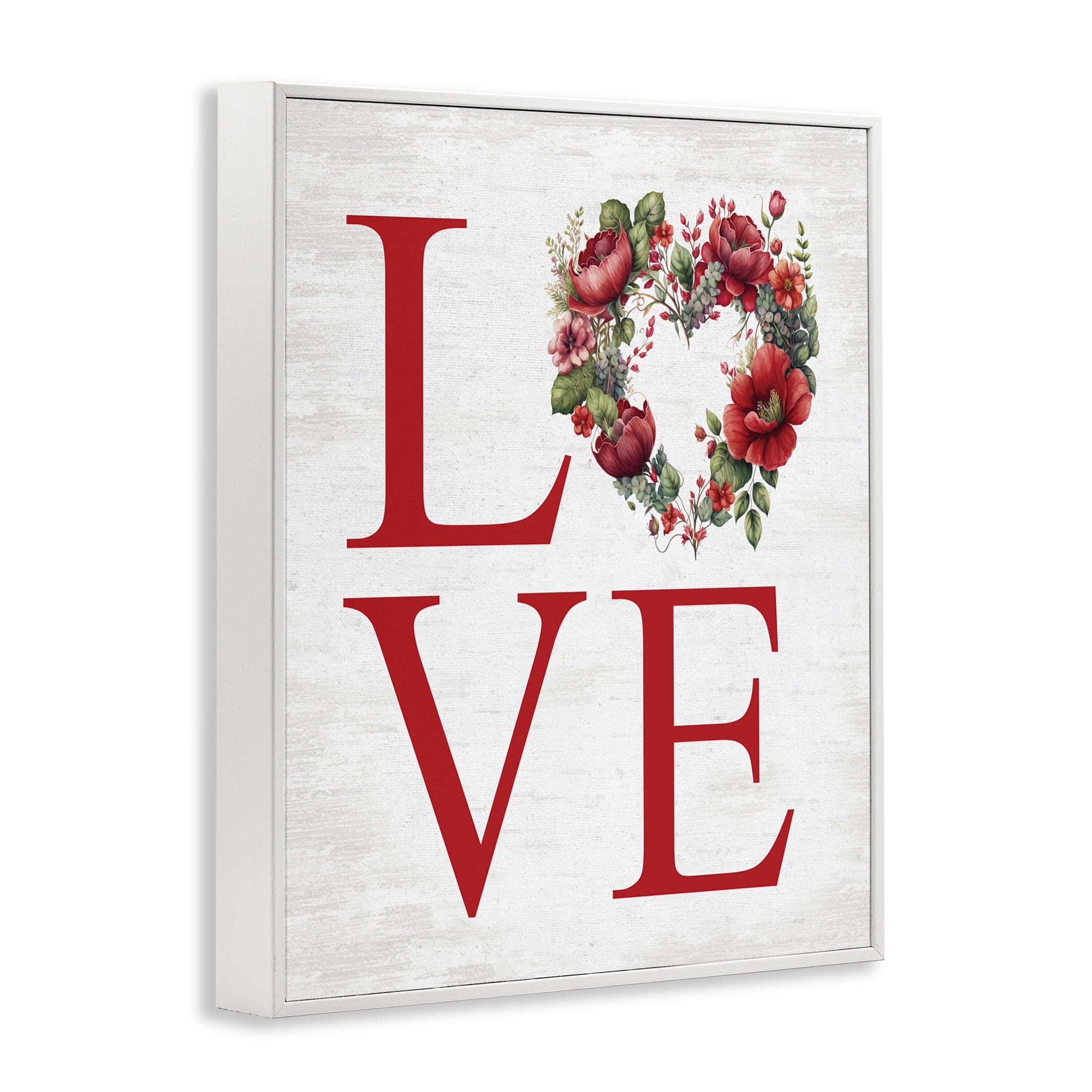 Stupell Industries Love with Heart Wreath Botanical & Floral Painting White Framed Art Print Wall Art, 16 x 20