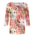 thumbnail image 5 of Womens 3/4 Sleeve Blouses,Women's Happy Easter Cute 3D Bunny Shirts Tops Cute Rabbit Graphic Crew Neck Dressy Casual T-Shirt Tops, 5 of 5