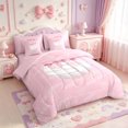 thumbnail image 2 of Manfei Pink Bowknot 7-Piece King Bedding,3D Cartoon Volleyball Pattern King Bed in a Bag,Pink Reversible, 2 of 7