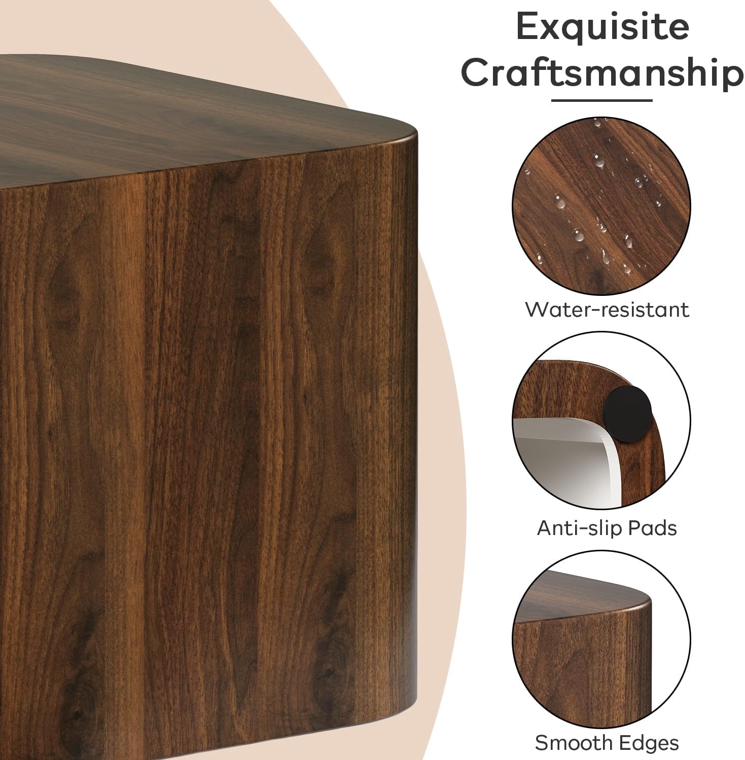 LAZZO Nesting Coffee Table Set of 2, Modern Wooden Coffee Table & End Table, Small Side Tables for Living Room, Bedroom & Apartment, Brown