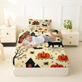 thumbnail image 3 of Manfei Thanksgiving Print Halloween Twin Fitted Sheet,Spooky Ghost Bedding,2-Piece,1 Fitted Sheet and 1 Pillowcase, 3 of 6