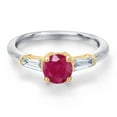 thumbnail image 3 of Gem Stone King 10K Two Tone Gold Red Ruby and Lab Grown Diamond Engagement Ring for Women | 1.30 Cttw | Round 6MM | Gemstone July Birthstone | Size 5, 3 of 6