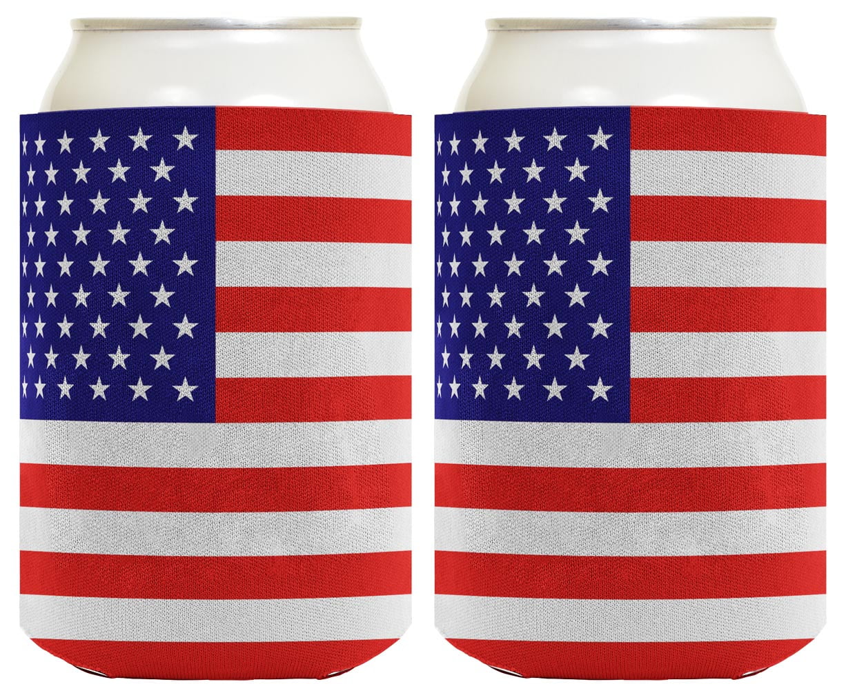 HOUSE OF PARTY 4th of July Can Koozies | 6PCS Beer Can Coolers Sleeves Bulk  for Soda Drink Bottles | Red White Blue Patriotic Fourth of July Can