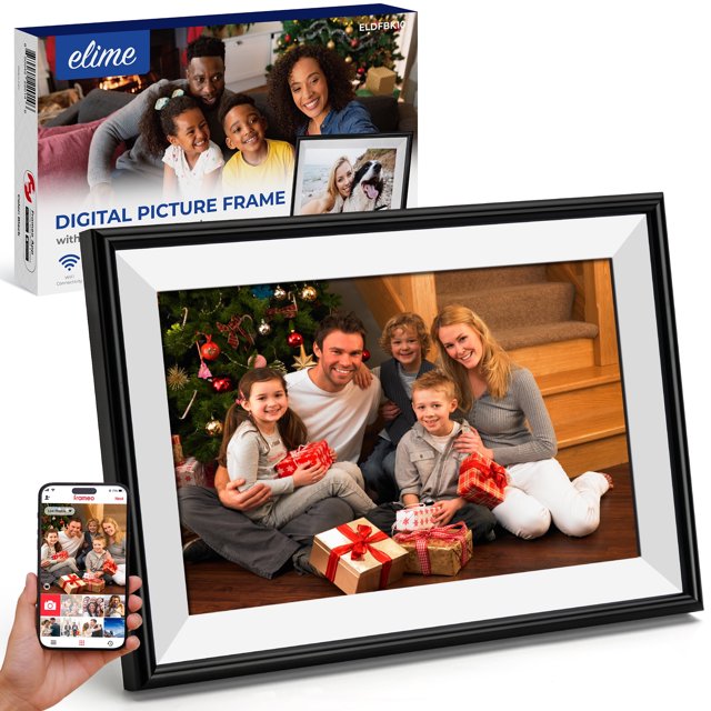 ELIME 10.1 inch WiFi Frameo Digital Picture Frame - 16GB Storage, 1280x800 IPS Touch Screen, MicroSD