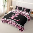 thumbnail image 3 of Manfei Leopard Print Letter L Bow Twin Quilt Set, Rhinestone Twin Coverlet Set for Girls Women, 3 of 7