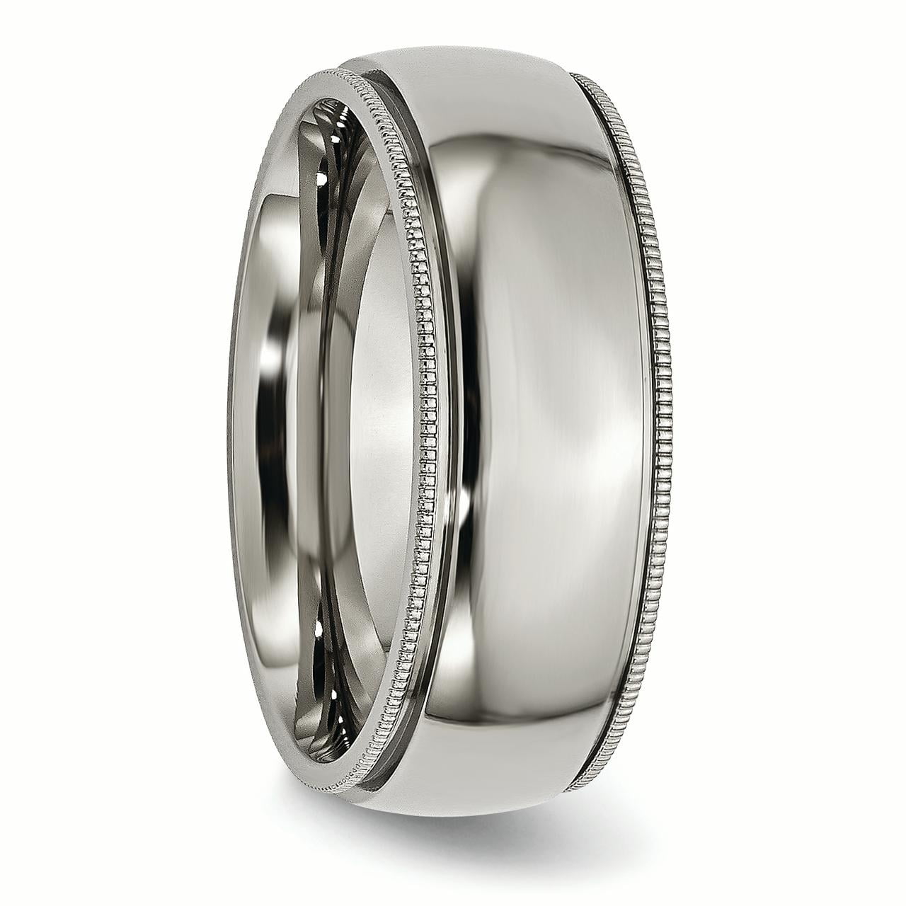 Primal Steel Titanium 8mm Grooved and Beaded Edge Band